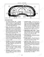 c615fbda-b-controls-27 New Holland TC23DA, TC26DA instrument panel diagram and indicator light descriptions for gauges and warning lights.