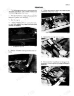 case-1080-1080b-crawler-excavator-service-manual-power-train-1207.webp Case 1080, 1080B service manual procedure for removal of the drive motor, showing guard removal and hose disconnection steps.