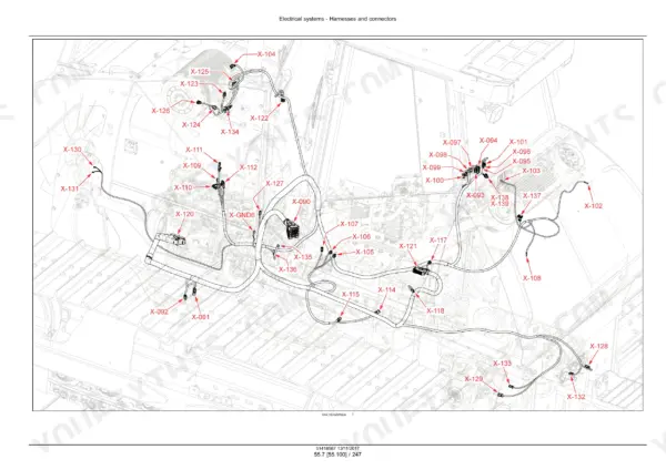 Case 1150M wire harness routing diagram with connector callouts