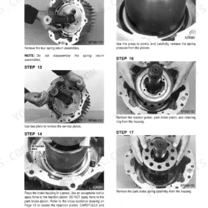 Case 2100 Series, 2300 Series (2144, 2166, 2188, 2366, 2388) service manual steps for brake housing piston and spring removal.