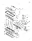 Case 310G, 350 exploded view of cylinder head, valve cover, rocker arms, intake and exhaust manifolds.