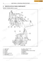 case-580sr-580srplus-590sr-695sr-series3-service-manual-machine-identification-26-1.webp Case loader backhoe sideshift version identification diagram showing the loader arm, bucket, backhoe boom, dipper, stabilizers and swing cylinders