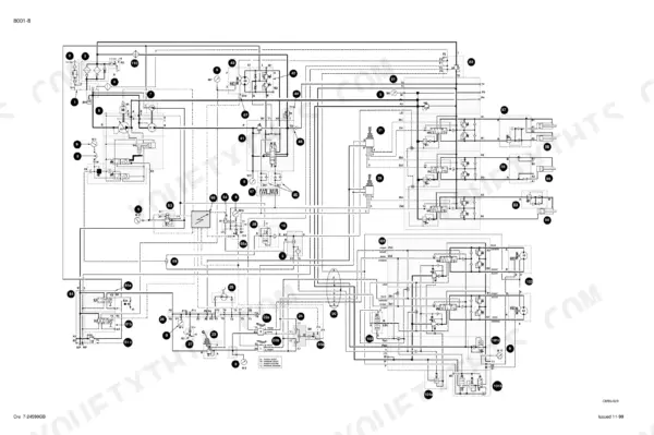 Case 788 hydraulic circuit drawing with numbered components and port letters