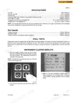 case-821e-wheel-loader-service-manual-87551879a-troubleshooting-54.webp Case 821E specifications table for engine idle, stall speeds, stall test procedures, and instrument cluster display navigation.