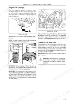 case-845b-to-vhp-grader-operator-manual-84498434-procedures-129.webp Case 845B, 865B, 885B VHP engine oil change procedure, drain plug location, and oil filter replacement diagrams.
