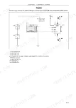 case-845b-to-vhp-grader-operator-manual-84498434-wiring-173.webp Case 845B, 865B, 885B VHP radio electrical wiring diagram showing 24V to 12V converter, battery, and speaker connections.