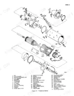case-880c-excavator-service-manual-9-69762-exploded-view-364.webp Case 880C exploded view diagram of Prestolite starter motor components including armature, field coil, and brush holder.