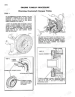 case-880c-excavator-service-manual-9-69762-procedures-39.webp Case 880C engine tuneup procedure for checking and removing the crankshaft damper pulley with torque specifications.