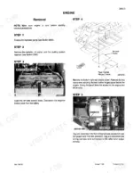 Case 9060B engine removal procedure steps, including battery cable, access panel, and alternator wiring disconnection diagrams.