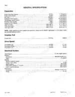 Case 9060B general specifications table listing fluid capacities, drawbar pull, drive speeds, and electrical system component data.