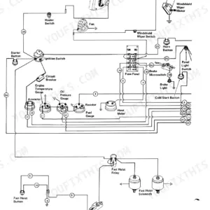 Case 980 electrical wiring diagram showing ignition, gauges, fuse panel, windshield wiper, and fast hoist solenoid circuits.