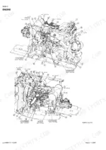 case-cx135sr-crawler-excavator-service-manual-sm135srtoc-0en-procedures-58-5.webp Case CX135SR engine exploded view diagram showing component mounting locations and torque specifications.