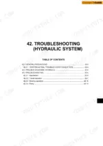 case-cx17b-mini-excavator-service-manual-87492465-troubleshooting-465-1.webp Case CX17B service manual table of contents for section 42, Troubleshooting Hydraulic System, including attachment and pump.