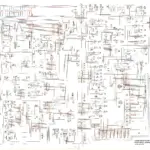 Case CX290 excavator electrical schematic showing wiring connections, fuse box, relays, sensors, and component legend.