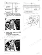 case-cx290b-crawler-excavator-repair-manual-87637610-na-procedures-274.webp Case CX290B swing relief and pilot pressure adjustment procedures, including pressure setting tables and component diagrams.