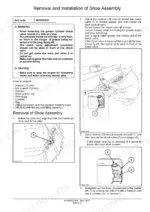 case-cx350c-crawler-excavator-repair-manual-undercarriage-986.webp Case CX350C removal and installation procedure for shoe assembly, including grease cylinder check valve and master pin diagrams.