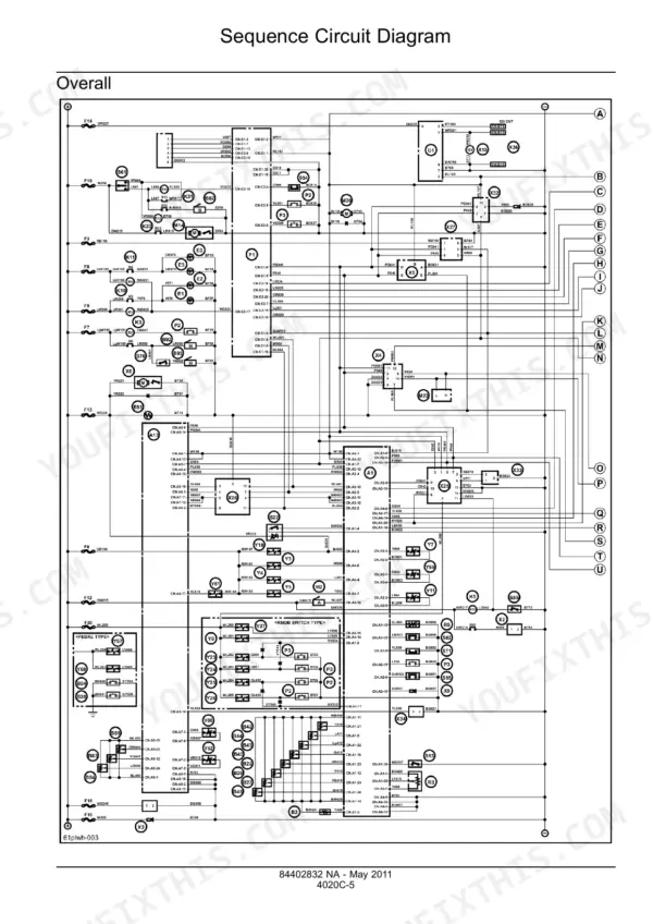 Case CX350C overall sequence circuit wiring diagram showing electrical components, connectors, and system signal paths.