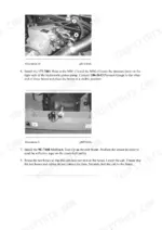 caterpillar-216b-226b-232b-242b-skid-steer-loader-repair-manual-hydrostatic-power-train-3700.webp Hydrostatic system test setup: routing the test hoses clear of the tyres and fitting the multitach tool to read reflective tape on the crankshaft pulley before the cab is bolted back down