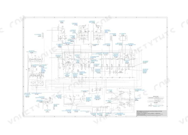 Caterpillar 320C excavator hydraulic system schematic sheet with pumps, main control valve and travel motors