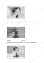Swing drive bearing and shaft assembly procedure with numbered parts photos