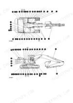caterpillar-325-325l-repair-manual-6kk-8jg-5wk-excavator-hydraulic-component-location-3840-1.webp Hydraulic component location diagram on excavator outline with numbered parts table, Caterpillar 325 325L