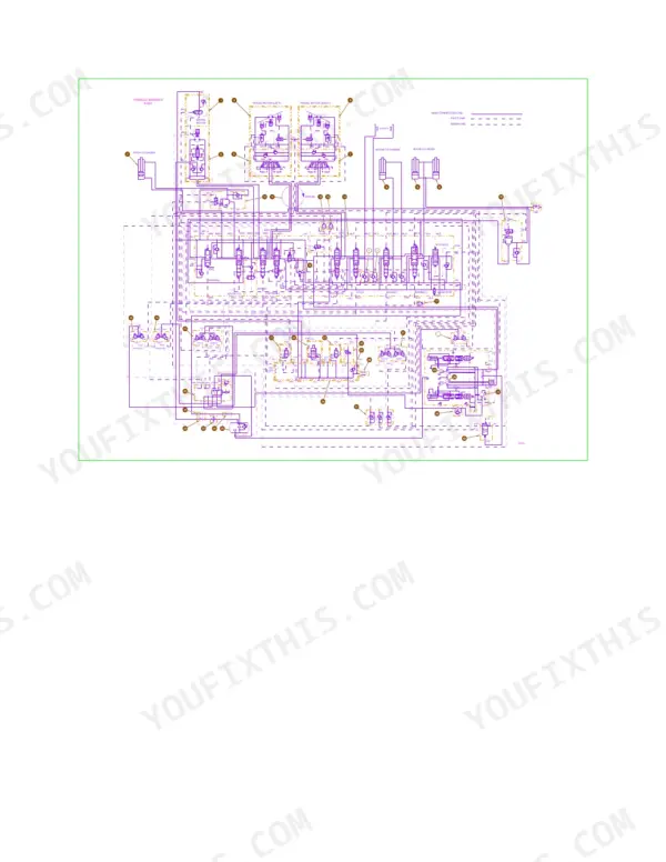 Caterpillar 325 325L full color hydraulic schematic, travel motors, cylinders and main control valve circuit