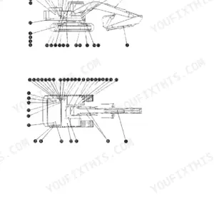 Hydraulic pump and valve component location diagram (front pump circuit), Caterpillar E240B EL240B excavator