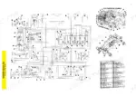 Caterpillar M320 hydraulic schematic 144-0860, the fold-out circuit with a standard components table naming all sixty-seven numbered items, from the main and swing pumps and the main control valve to the wheel brake accumulator, oscillating axle cylinder, travel brake valve and the dozer and stabilizer control valves, plus two machine callout illustrations locating every item on the excavator and the carrier