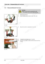cbacba06-b-procedures-468 Bomag BW 28 RH service manual: procedures for disassembling the front axle, including lifting and removing tie rod bolts.