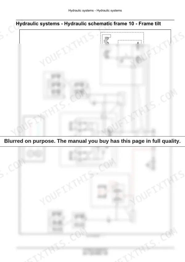 New Holland 840CD, 880CF hydraulic schematic for frame tilt system showing master and slave cylinder connections.