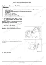 cc1fb8fe-b-procedures-103 New Holland 840CD, 880CF service manual page showing removal procedure for reel lift hydraulic cylinders with diagrams.