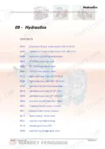 d4637327-b-toc-1051 Massey Ferguson 5425-5475 SA hydraulics section table of contents listing open centre, load sensing, and brake systems.
