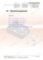 d4637327-b-toc-1423 Massey Ferguson 5425-5475 SA electrical equipment section table of contents listing diagrams for cab, engine, transmission, and lighting.