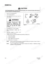 daewoo-solar-250lc-v-track-excavator-shop-manual-023-00031e-procedures-75.webp Daewoo Solar 250LC-V cab removal procedure, safety warnings, and diagram showing control console and wiring disconnects.