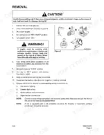 daewoo-solar-300ll-track-excavator-shop-manual-023-00079e-procedures-101.webp Daewoo Solar 300LL, Solar 225LL cab removal procedure steps, safety warnings, and Figure 1 diagram of cab controls and maintenance tags.
