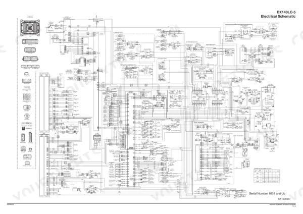 Foldout electrical schematic with control units, connectors and wire codes