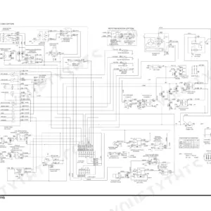 Doosan DX15, DX18 electrical schematic showing cabin, rotating beacon, starter, and gauge panel wiring circuits.