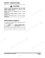 doosan-dx210-dx225lcb-track-excavator-shop-manual-950106-00185e-maintenance-87.webp Doosan DX210, DX225LCB shop manual page showing general safety precautions and applicable model serial number range table.