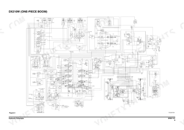 Full hydraulic schematic for the one-piece boom DX210W