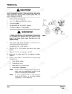 doosan-dx225lc-track-excavator-shop-manual-k1048003e-procedures-127.webp Doosan DX225LC, DX225NLC, DX300LC, DX340LC cabin removal procedure steps, safety warnings, and control console diagram.