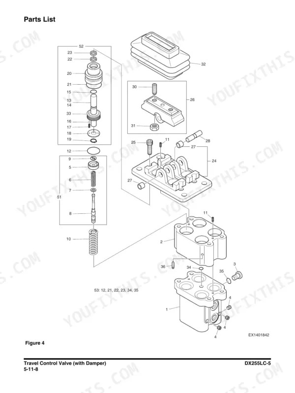 Hydraulic component service page from the teardown chapters