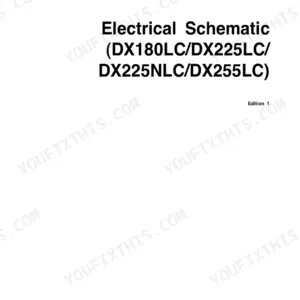 Doosan DX255LC, DX180LC, DX225LC, DX225NLC, DX300L, DX340LC, DX420LC, DX480LC, DX520LC electrical schematic cover page SP000936.