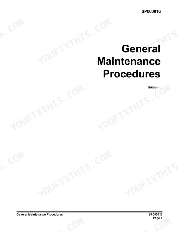 Doosan DX340LC, DX300LC shop manual page for General Maintenance Procedures, document SP000016, Edition 1.