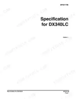 Doosan DX340LC excavator technical specification manual cover page, document SP001736, Edition 1.