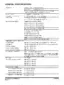 General specifications page with shipping weight, counterweight and fuel capacity