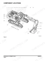 doosan-dx480lc-dx520lc-hydraulic-excavator-shop-manual-k1008703e-parts-list-62.webp Doosan DX480LC, DX520LC, DX420LC component location diagram showing numbered parts of the excavator chassis and boom.
