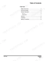 doosan-dx480lca-dx500lca-hydraulic-excavator-shop-manual-950106-00411e-hydraulic-147.webp Doosan DX480LCA, DX500LCA fuel tank section table of contents listing safety, specs, removal, and installation procedures.