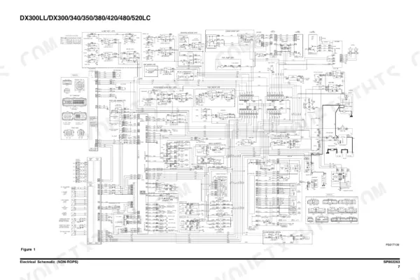 Full electrical schematic for the NON-ROPS cab with connectors and wire codes