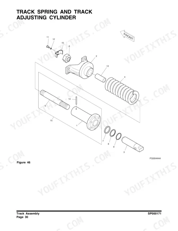 Track spring and track adjusting cylinder service illustration