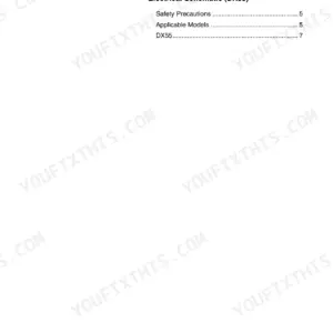 Doosan DX55 table of contents page for the electrical schematic section listing safety precautions and model information.